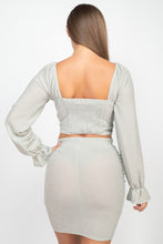 Load image into Gallery viewer, Sparkling Long Sleeves Ruching Back &amp; Skirts Set

