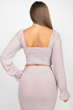 Load image into Gallery viewer, Sparkling Long Sleeves Ruching Back &amp; Skirts Set

