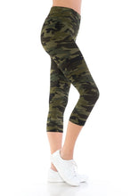 Load image into Gallery viewer, Yoga Style Banded Lined Tie Dye Printed Knit Capri Legging With High Waist.
