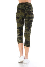 Load image into Gallery viewer, Yoga Style Banded Lined Tie Dye Printed Knit Capri Legging With High Waist.

