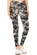 Load image into Gallery viewer, Long Yoga Style Banded Lined Paint Splatters Printed Knit Legging With High Waist
