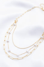 Load image into Gallery viewer, Pearl Beaded Oval Link Layered Necklace
