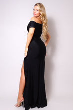 Load image into Gallery viewer, One Shoulder Draped Side Slit Maxi Dress
