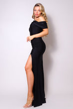 Load image into Gallery viewer, One Shoulder Draped Side Slit Maxi Dress
