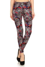 Load image into Gallery viewer, Floral Print High Waist Basic Solid Leggings With 1 Elastic Waistband
