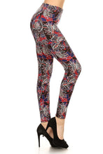 Load image into Gallery viewer, Floral Print High Waist Basic Solid Leggings With 1 Elastic Waistband

