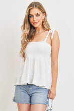 Load image into Gallery viewer, Smocking Bust With Self Tie Straps Sleeveless Waffle Top
