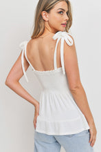 Load image into Gallery viewer, Smocking Bust With Self Tie Straps Sleeveless Waffle Top
