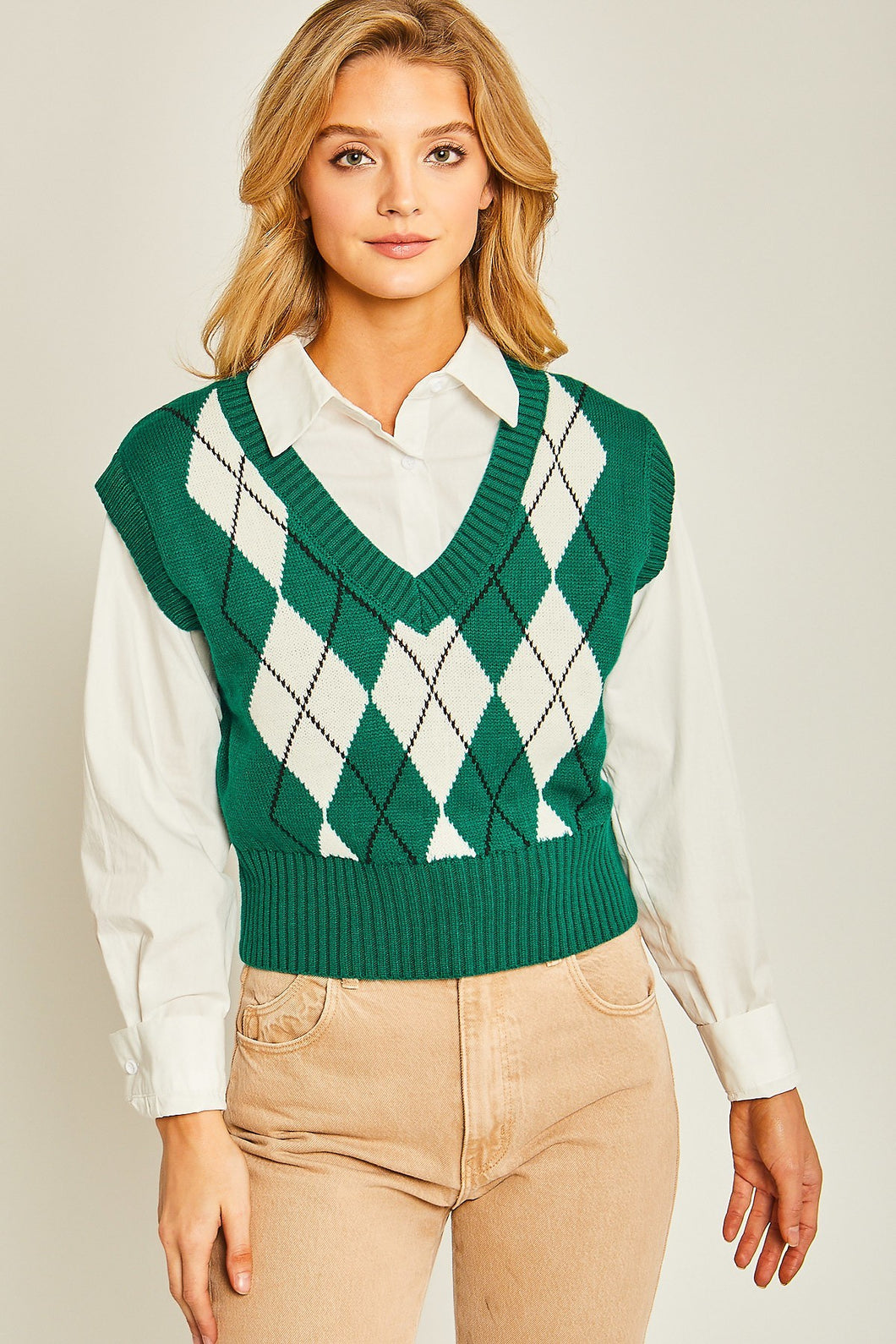Stylish Argyle Print Sweater Vest