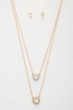 Load image into Gallery viewer, Double Crystal Metal Layered Necklace
