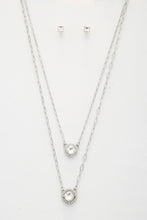 Load image into Gallery viewer, Double Crystal Metal Layered Necklace
