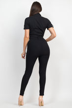 Load image into Gallery viewer, Stylish Collared Waist-tie Buttoned Jumpsuit
