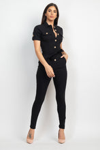 Load image into Gallery viewer, Stylish Collared Waist-tie Buttoned Jumpsuit
