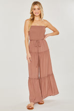 Load image into Gallery viewer, Woven Solid Sleeveless Smocked Ruffle Jumpsuit
