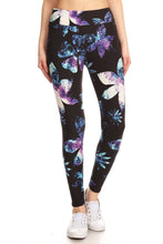 Load image into Gallery viewer, Yoga Style Banded Lined Full Length Leggings with Galaxy Silhouette Floral Print
