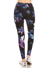 Load image into Gallery viewer, Yoga Style Banded Lined Full Length Leggings with Galaxy Silhouette Floral Print
