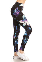 Load image into Gallery viewer, Yoga Style Banded Lined Full Length Leggings with Galaxy Silhouette Floral Print
