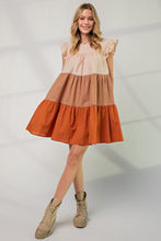 Load image into Gallery viewer, Poplin Tiered Color Block Dress
