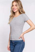 Load image into Gallery viewer, Short Slv Crew Neck Variegated Rib Knit Top
