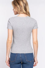 Load image into Gallery viewer, Short Slv Crew Neck Variegated Rib Knit Top
