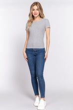 Load image into Gallery viewer, Short Slv Crew Neck Variegated Rib Knit Top
