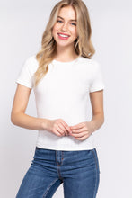 Load image into Gallery viewer, Short Slv Crew Neck Variegated Rib Knit Top
