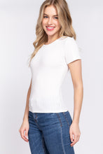 Load image into Gallery viewer, Short Slv Crew Neck Variegated Rib Knit Top
