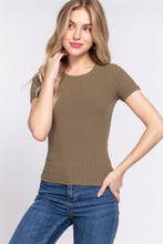 Load image into Gallery viewer, Short Slv Crew Neck Variegated Rib Knit Top
