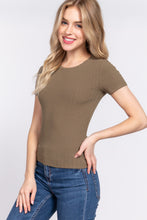 Load image into Gallery viewer, Short Slv Crew Neck Variegated Rib Knit Top
