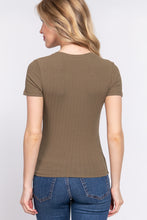 Load image into Gallery viewer, Short Slv Crew Neck Variegated Rib Knit Top
