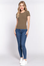 Load image into Gallery viewer, Short Slv Crew Neck Variegated Rib Knit Top
