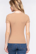 Load image into Gallery viewer, Short Slv Crew Neck Variegated Rib Knit Top
