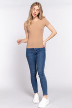 Load image into Gallery viewer, Short Slv Crew Neck Variegated Rib Knit Top
