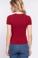 Load image into Gallery viewer, Short Slv Crew Neck Variegated Rib Knit Top
