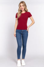 Load image into Gallery viewer, Short Slv Crew Neck Variegated Rib Knit Top
