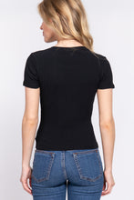 Load image into Gallery viewer, Short Slv Crew Neck Variegated Rib Knit Top

