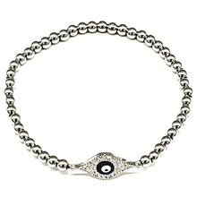 Load image into Gallery viewer, Stainless Steel Metal Ball Chain Evil Eye Stretch Bracelet
