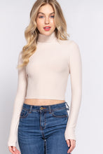 Load image into Gallery viewer, Long Slv Turtle Neck Rib Crop Knit Top
