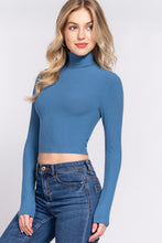 Load image into Gallery viewer, Long Slv Turtle Neck Rib Crop Knit Top
