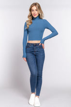 Load image into Gallery viewer, Long Slv Turtle Neck Rib Crop Knit Top
