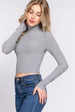 Load image into Gallery viewer, Long Slv Turtle Neck Rib Crop Knit Top
