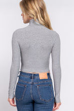 Load image into Gallery viewer, Long Slv Turtle Neck Rib Crop Knit Top
