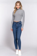 Load image into Gallery viewer, Long Slv Turtle Neck Rib Crop Knit Top
