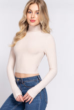 Load image into Gallery viewer, Long Slv Turtle Neck Rib Crop Knit Top
