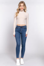 Load image into Gallery viewer, Long Slv Turtle Neck Rib Crop Knit Top
