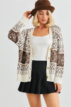 Load image into Gallery viewer, Fair Isle Knit Button-up Long Sleeve Cardigan Sweater
