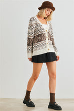 Load image into Gallery viewer, Fair Isle Knit Button-up Long Sleeve Cardigan Sweater
