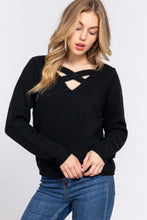 Load image into Gallery viewer, Long Slv X Strap V-neck Sweater
