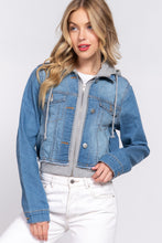 Load image into Gallery viewer, Long Slv Terry Hoodie Denim Jacket
