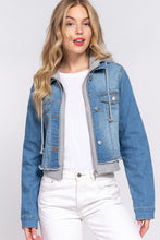 Load image into Gallery viewer, Long Slv Terry Hoodie Denim Jacket
